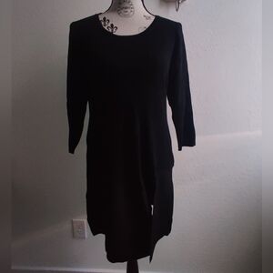 🆕 NY&Co Black Warm Cozy Long sleeve Midi Sweater Dress Winter Office Work_Large